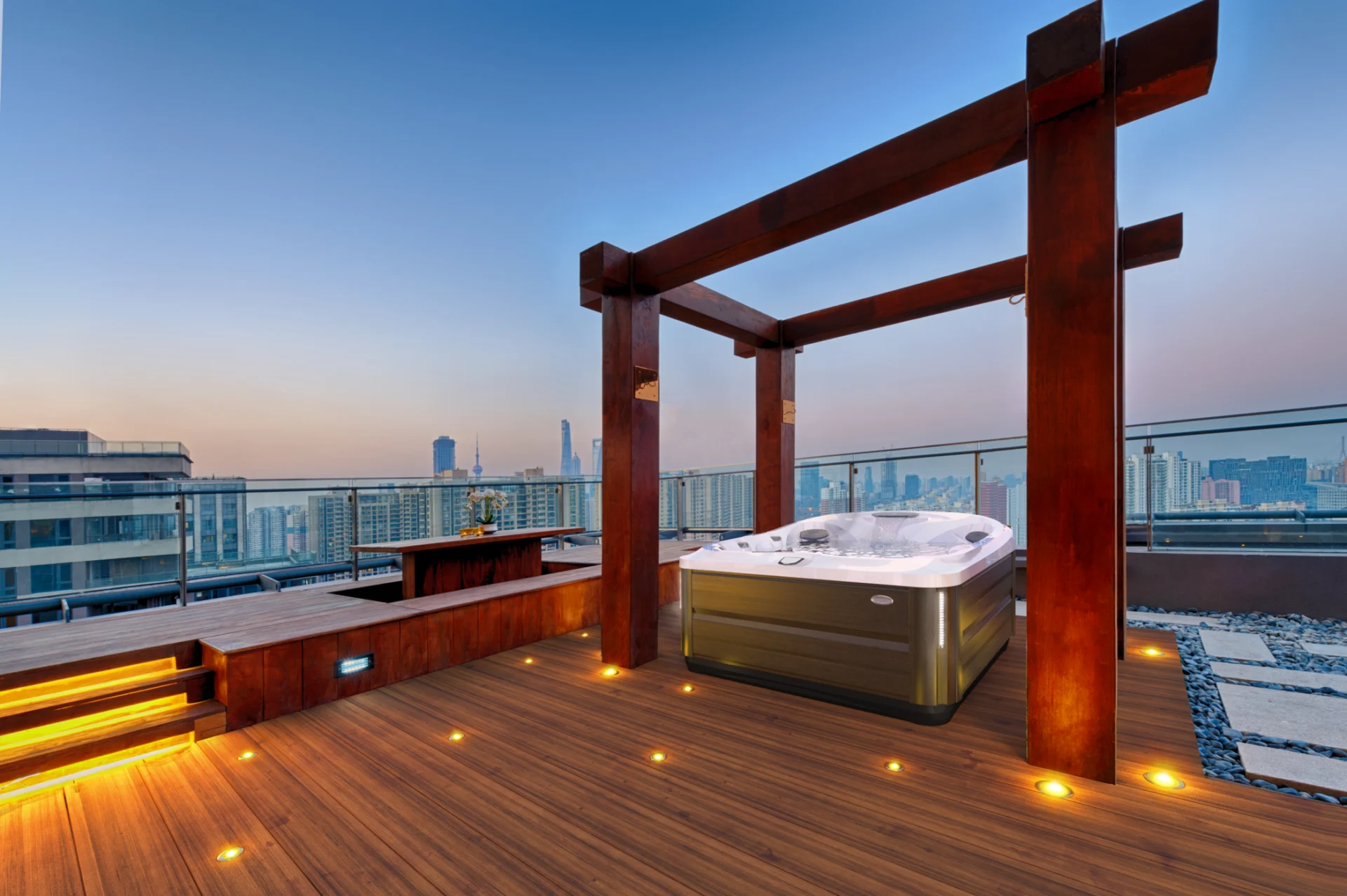 jacuzzi hot tub cityscape