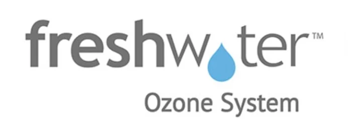 freshwater ozone system logo with a blue water drop.