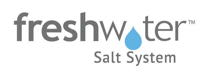 freshwater salt system logo with a blue water drop.