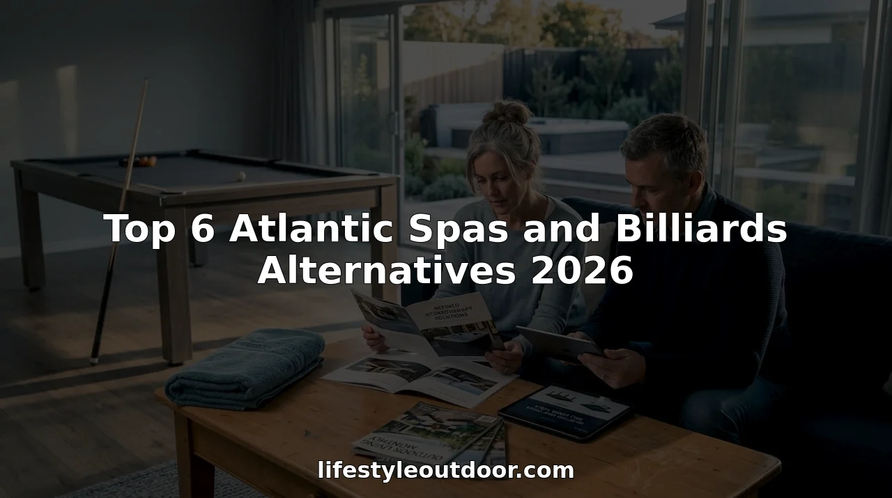 Couple reviewing spa and billiards options at home