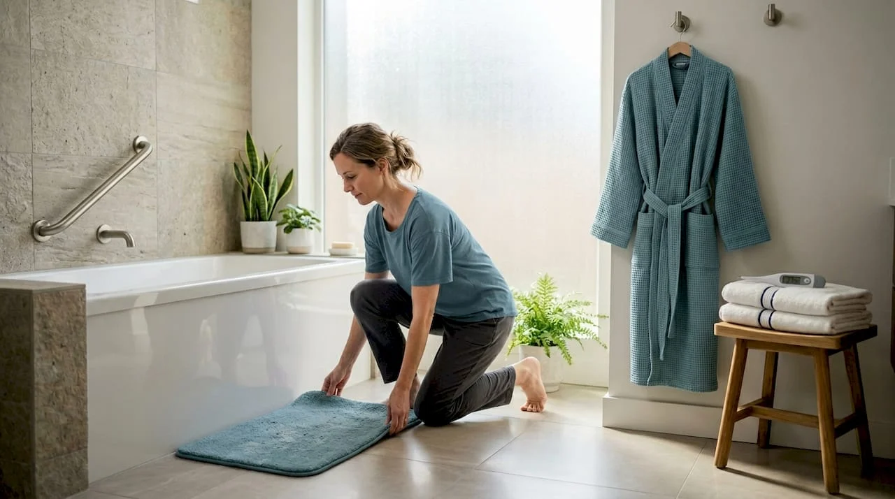 woman preparing bathroom hydrotherapy setup