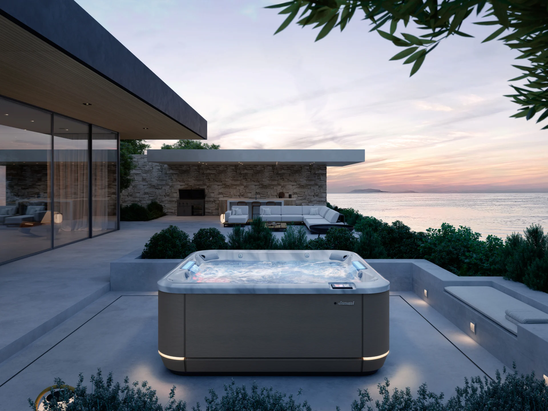 Home 28 luxury outdoor living with a hot tub