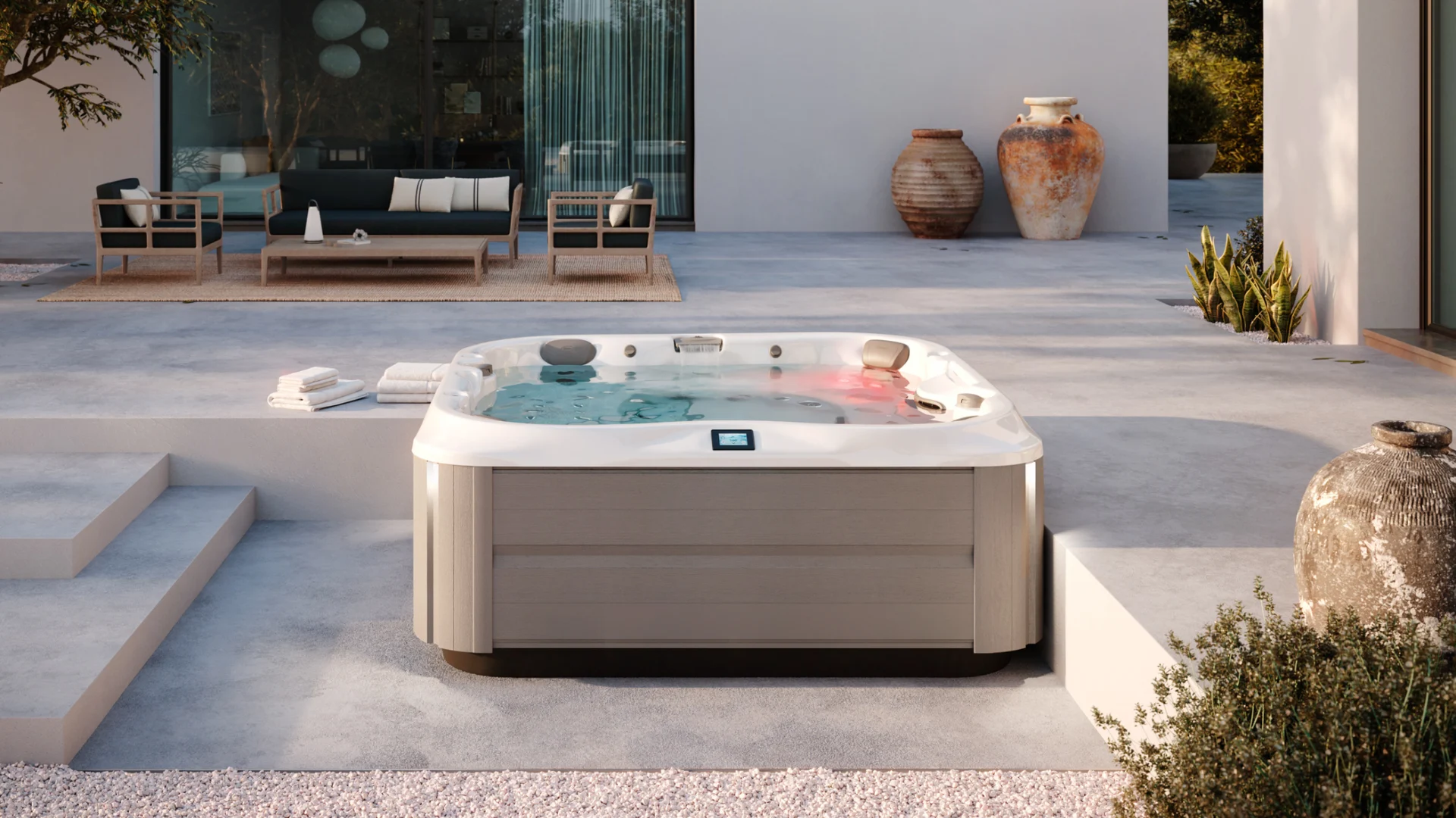 spa installation with a jacuzzi hot tub